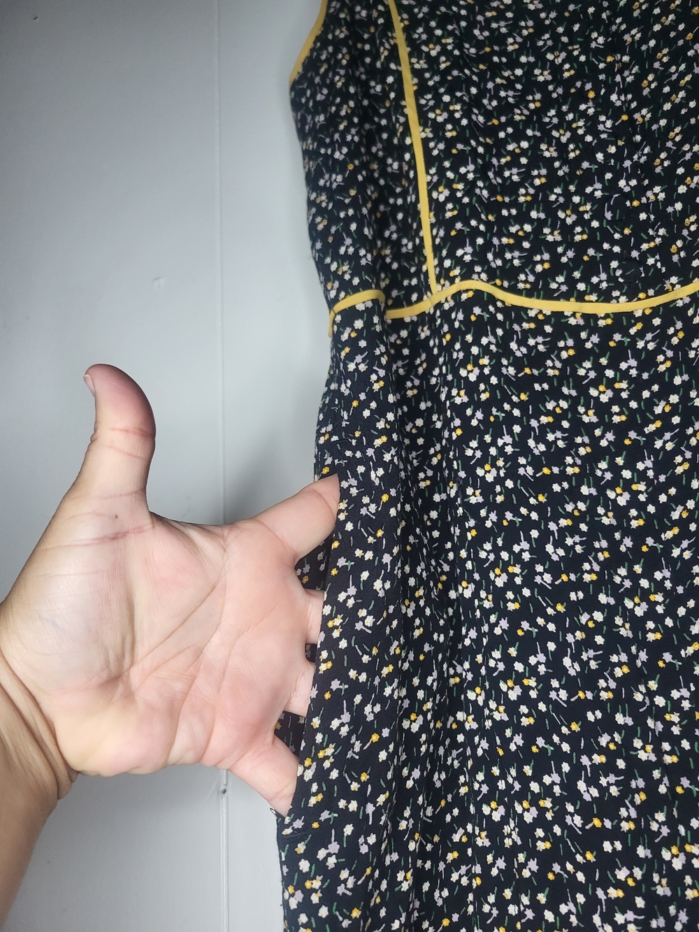 Madewell Black Floral Wide-Leg Jumpsuit with Cream Trim - Picture 5 of 12